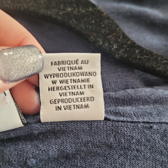 H Halston Navy Linen Short Sleeve Button Front Cardigan - Picture 8 of 13